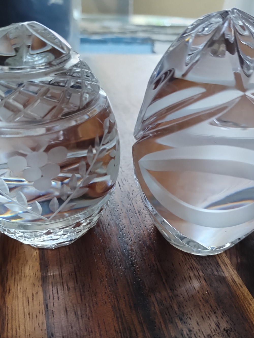 Faberge (Russian) Hand-Cut Crystal Easter Eggs, 2 pcs